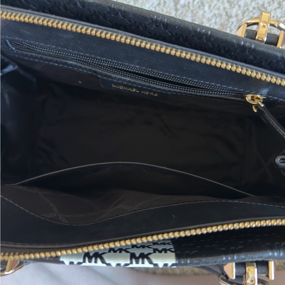 Michael Kors Black and White Satchel with Gold Accents
